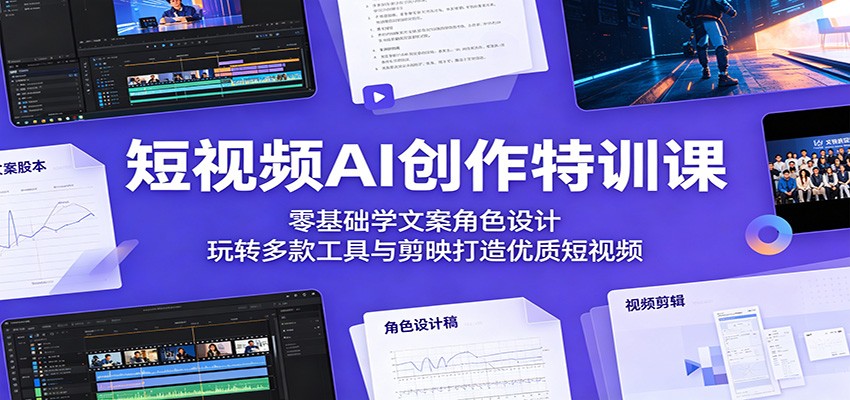 短视频AI创作特训课:零基础学文案角色设计,玩转多款工具与剪映打造优质短视频-靠谱项目库