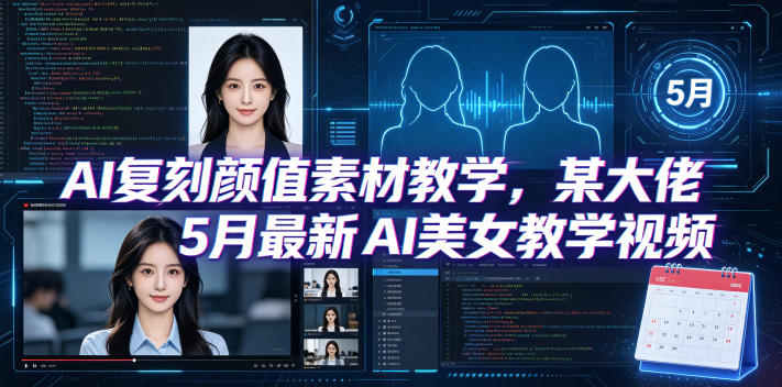 AI复刻颜值素材教学，某大佬5月最新AI美女教学视频，内含4月好物复刻教学-靠谱项目库