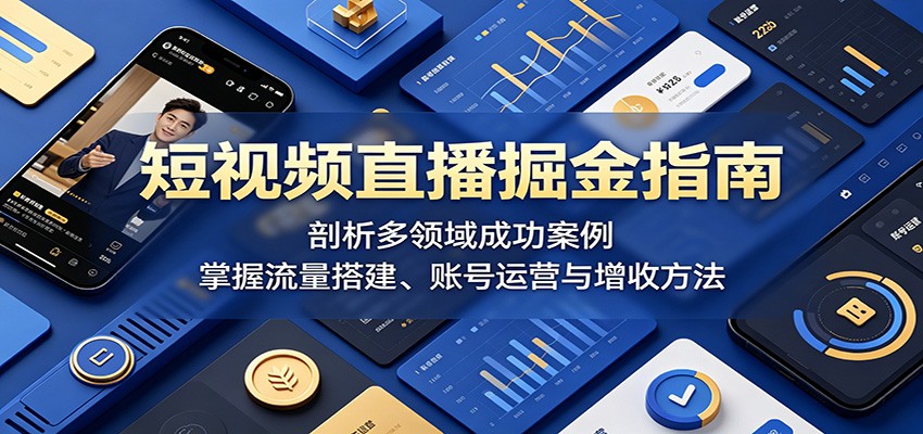 短视频直播掘金指南：剖析多领域成功案例，掌握流量搭建、账号运营与增收方法-靠谱项目库