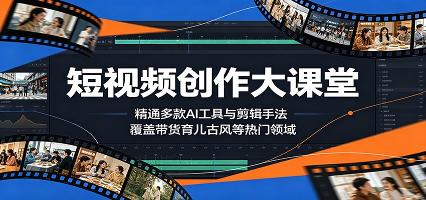 短视频创作大课堂：精通多款AI工具与剪辑手法，覆盖带货、育儿、古风等热门领域-靠谱项目库