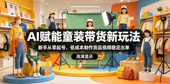 AI赋能童装带货新玩法，新手从零起号，低成本制作货品视频稳定出单-靠谱项目库