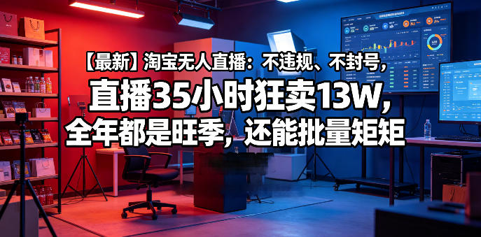 【最新】淘宝无人直播：不违规、不封号，直播35小时狂卖13W，全年都是旺季，还能批量矩阵操作【揭秘】-靠谱项目库