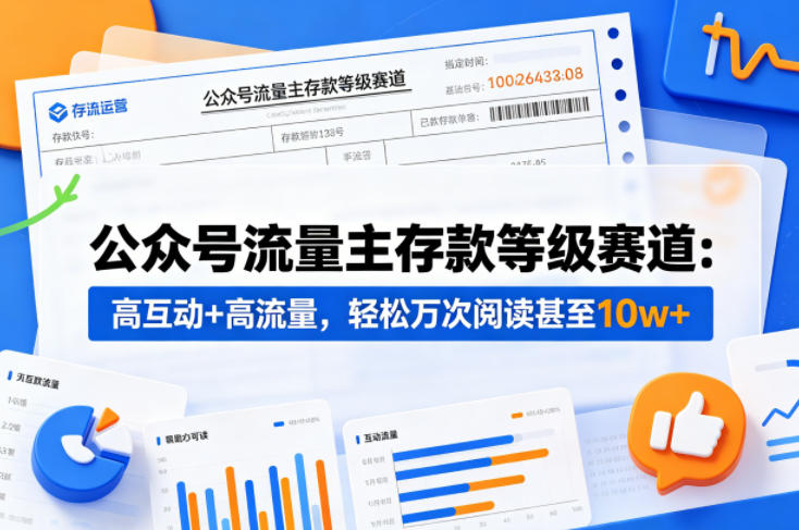 公众号流量主之存款等级赛道，高互动+高流量，轻松达到万次阅读，甚至10w+-靠谱项目库