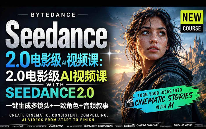 字节跳动的Seedance 2.0 AI电影视频生成制作教程，一键生成多镜头+一致角色+音频叙事-中英字幕-靠谱项目库