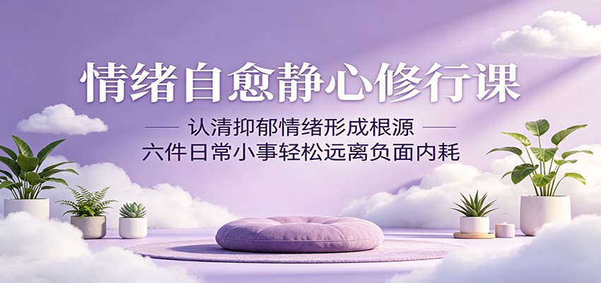 情绪自愈静心修行课：认清抑郁情绪形成根源，六件日常小事轻松远离负面内耗-靠谱项目库