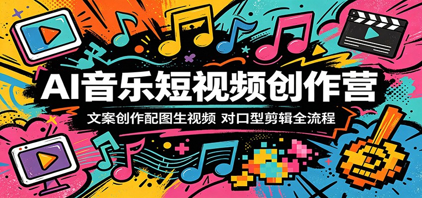 AI音乐短视频创作营：文案创作配图生视频，对口型剪辑全流程-靠谱项目库