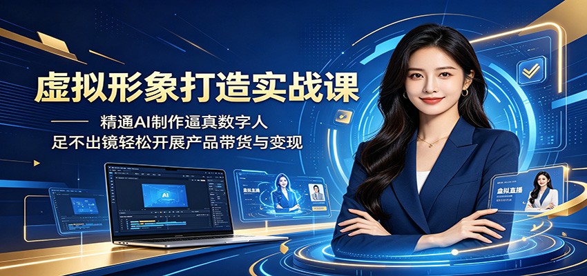 虚拟形象打造实战课：精通AI制作逼真数字人，足不出镜轻松开展产品带货与变现-靠谱项目库