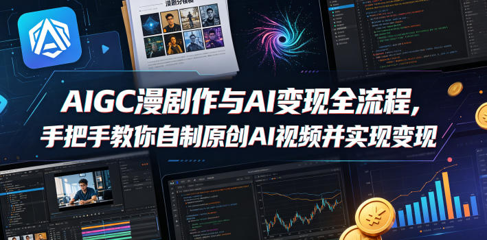 AIGC漫剧创作与AI变现全流程，手把手教你自制原创AI视频并实现变现-靠谱项目库