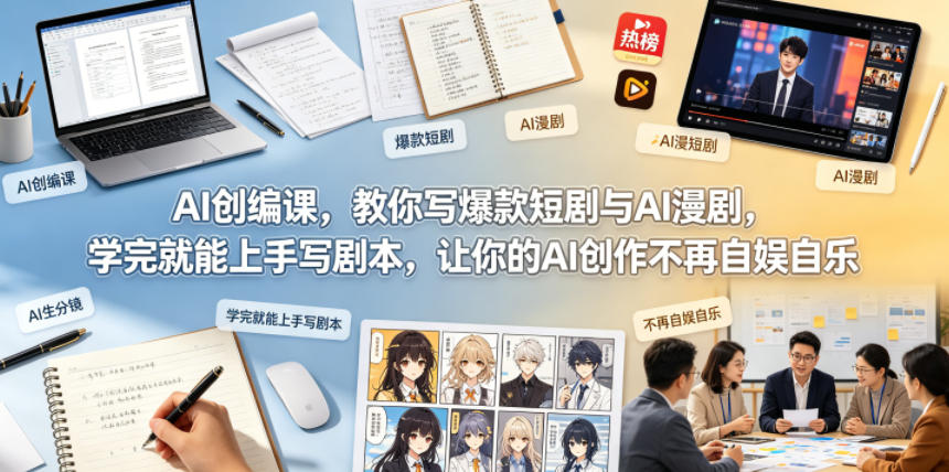 AI创编课,教你写爆款短剧与AI漫剧,学完就能上手写剧本,让你的AI创作不再自娱自乐-靠谱项目库