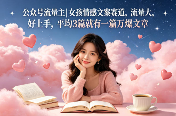 公众号流量主女孩情感文案赛道，流量大，好上手，平均3篇就有一篇万爆文章-靠谱项目库
