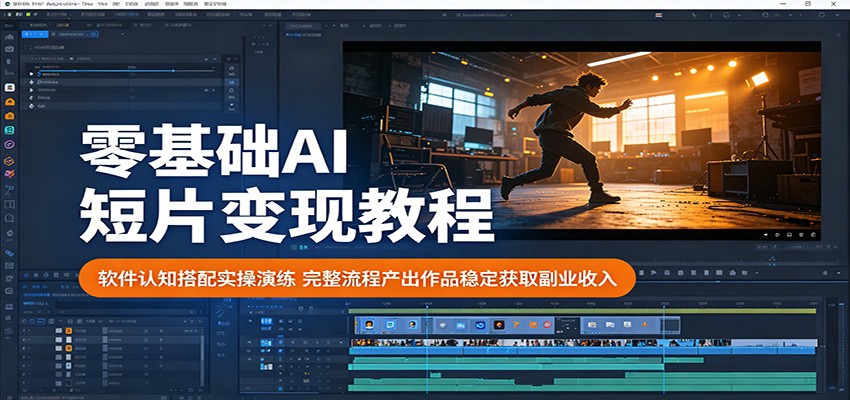 零基础AI短片变现教程：软件认知搭配实操演练，完整流程产出作品稳定获取副业收入-靠谱项目库