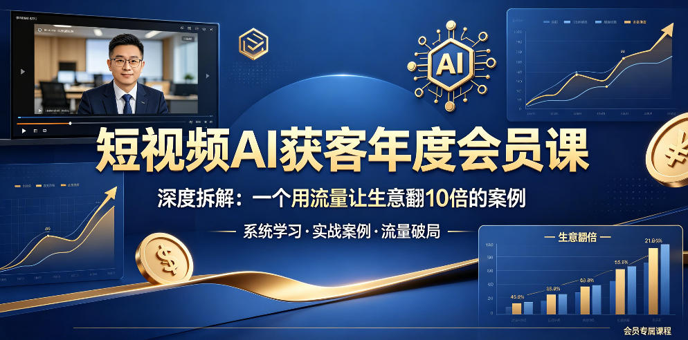 短视频AI获客年度会员课，深度拆解，一个用流量让生意翻10倍的案例-靠谱项目库