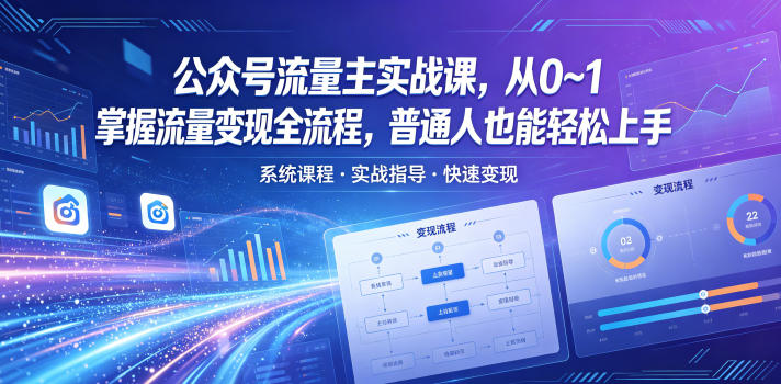 公众号流量主实战课，从0~1掌握流量变现全流程，普通人也能轻松上手-靠谱项目库