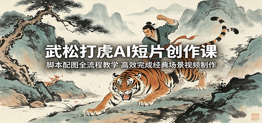 武松打虎AI短片创作课：脚本配图全流程教学，高效完成经典场景视频制作-靠谱项目库