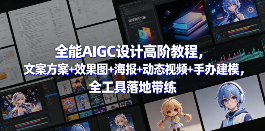 全能AIGC设计高阶教程，文案方案+效果图+海报+动态视频+手办建模，全工具落地带练-靠谱项目库