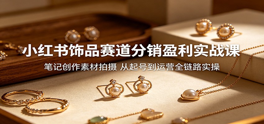 小红书饰品赛道分销盈利实战课：笔记创作素材拍摄，从起号到运营全链路实操-靠谱项目库