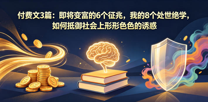 付费文3篇：即将变富的6个征兆，我的8个处世绝学，如何抵御社会上形形色色的诱惑-靠谱项目库