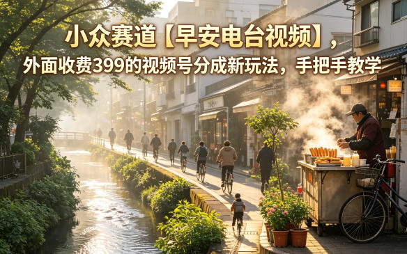 小众赛道【早安电台视频】，外面收费399的视频号分成新玩法，手把手教学-靠谱项目库
