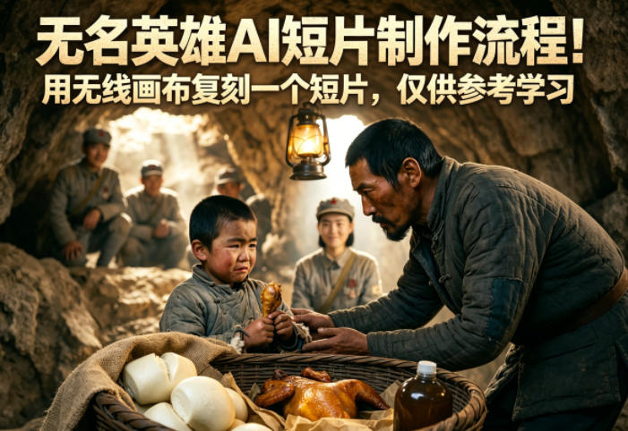 无名英雄AI短片制作流程！用无线画布复刻一个短片，仅供参考学习-靠谱项目库