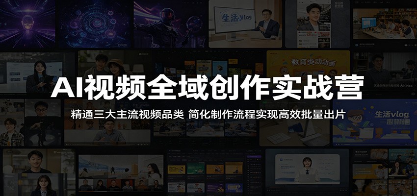 AI视频全域创作实战营：精通三大主流视频品类，简化制作流程实现高效批量出片-靠谱项目库
