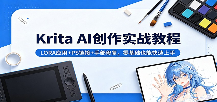 Krita AI创作实战教程：LORA应用+PS链接+手部修复，零基础也能快速上手-靠谱项目库