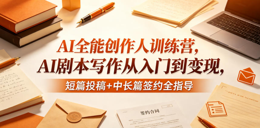 AI全能创作人训练营，AI剧本写作从入门到变现，短篇投稿+中长篇签约全指导-靠谱项目库