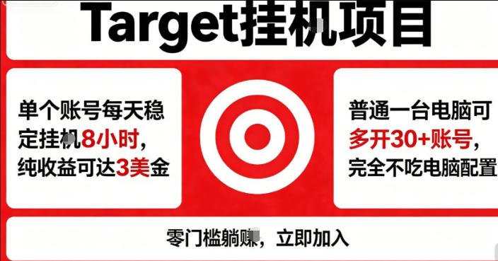 海外平台Target商品浏览曝光,24小时运行无需人工值守,日收益100美刀+电脑可多开【揭秘】-靠谱项目库