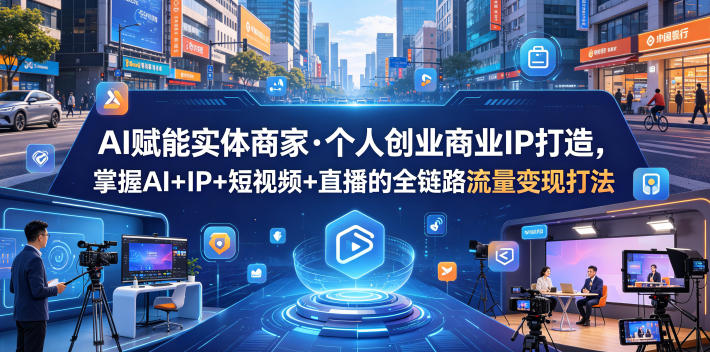 AI赋能实体商家·个人创业商业IP打造，掌握AI+IP+短视频+直播的全链路流量变现打法-靠谱项目库