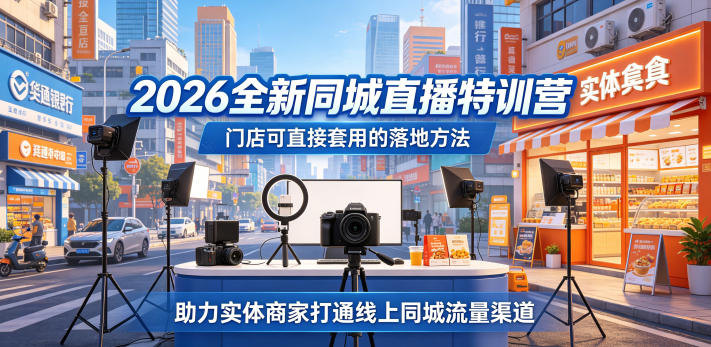 2026全新同城直播特训营，门店可直接套用的落地方法，助力实体商家打通线上同城流量渠道-靠谱项目库