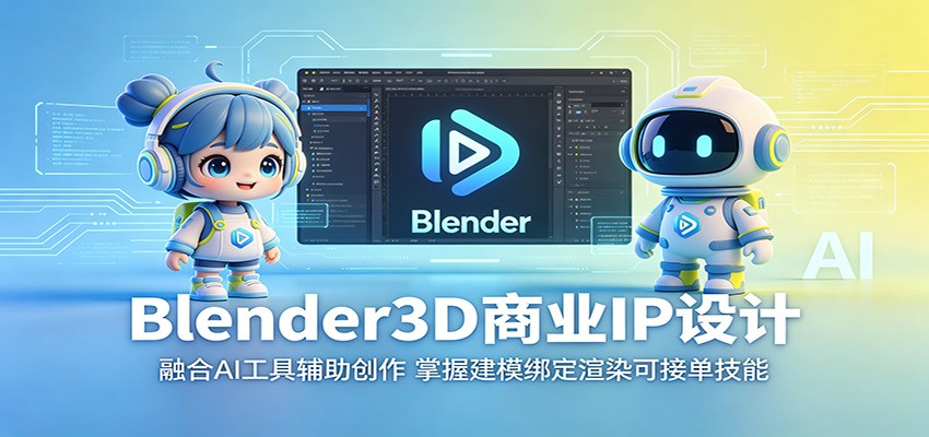 Blender3D商业IP设计：融合AI工具辅助创作，掌握建模绑定渲染可接单技能-靠谱项目库