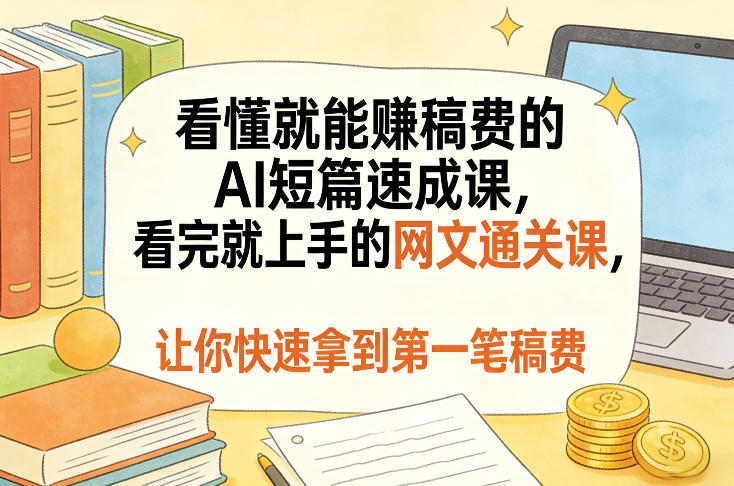 看懂就能賺稿费的AI短篇速成课，看完就上手的网文通关课，让你快速拿到第一笔稿费（更新5月）-靠谱项目库