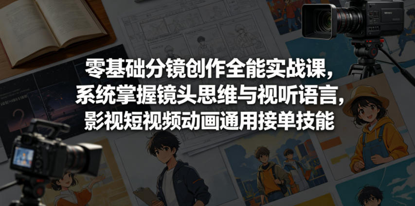 零基础分镜创作全能实战课，系统掌握镜头思维与视听语言，影视短视频动画通用接单技能-靠谱项目库