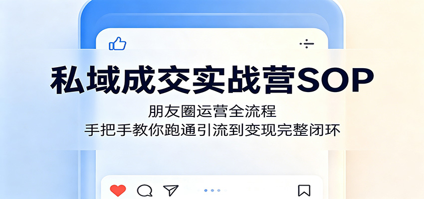 私域成交实战营SOP：朋友圈运营全流程，手把手教你跑通引流到变现完整闭环-靠谱项目库