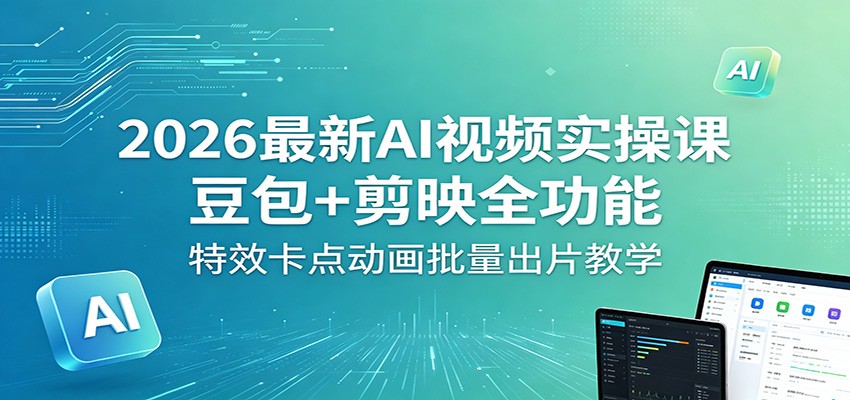 2026最新AI视频实操课：豆包+剪映全功能，特效卡点动画批量出片教学-靠谱项目库