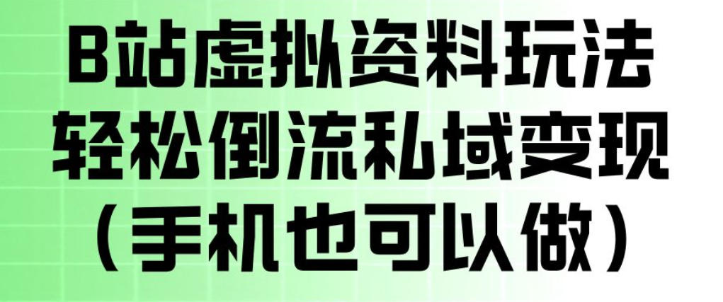 B站虚拟资料玩法，轻松倒流私域变现，一部手机就可以做-靠谱项目库