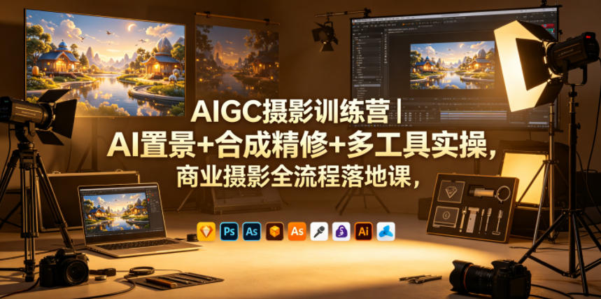 AIGC摄影训练营｜AI置景+合成精修+多工具实操，商业摄影全流程落地课-靠谱项目库