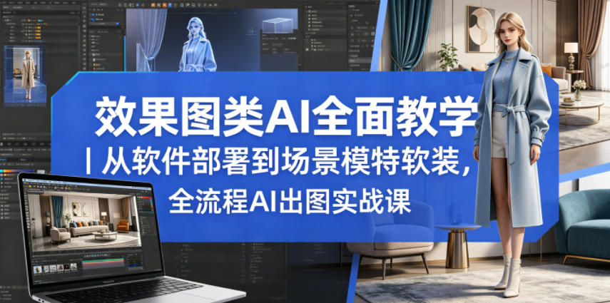 效果图类AI全面教学｜从软件部署到场景模特软装，全流程AI出图实战课-靠谱项目库