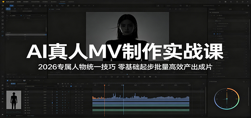AI真人MV制作实战课：2026专属人物统一技巧，零基础起步批量高效产出成片-靠谱项目库