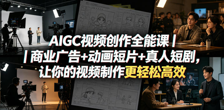 AIGC视频创作全能课|商业广告+动画短片+真人短剧,让你的视频制作更轻松高效-靠谱项目库