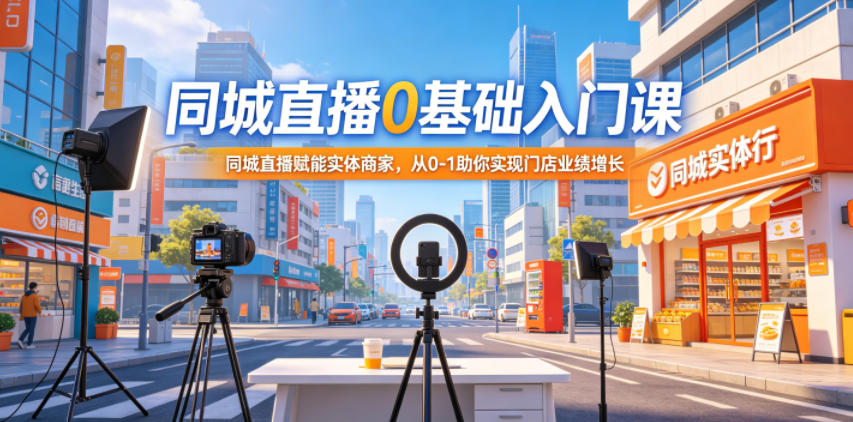 同城直播0基础入门课,同城直播赋能实体商家,从0-1助你实现门店业绩增长-靠谱项目库