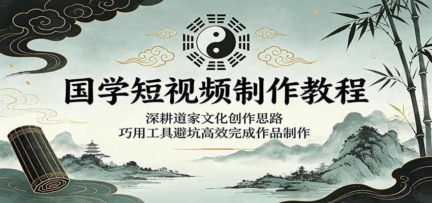 国学短视频制作教程：深耕道家文化创作思路，巧用工具避坑高效完成作品制作-靠谱项目库