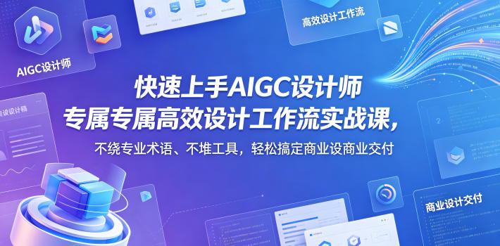 快速上手AIGC设计师专属高效设计工作流实战课，不绕专业术语、不堆工具，轻松搞定商业设计交付-靠谱项目库