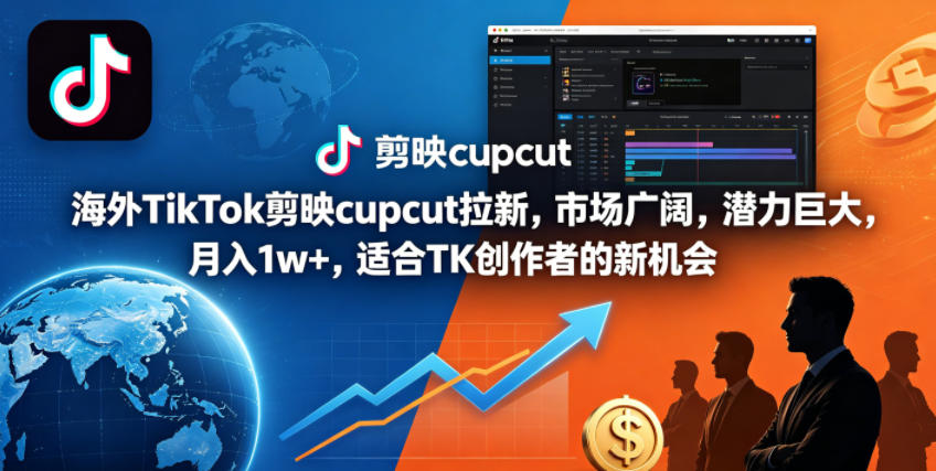 海外TikTok剪映cupcut拉新,市场广阔,潜力巨大,月入1w+,适合TK创作者的新机会-靠谱项目库