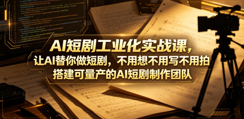 AI短剧工业化实战课，让AI替你做短剧，不用想不用写不用拍，搭建可量产的AI短剧制作团队-靠谱项目库