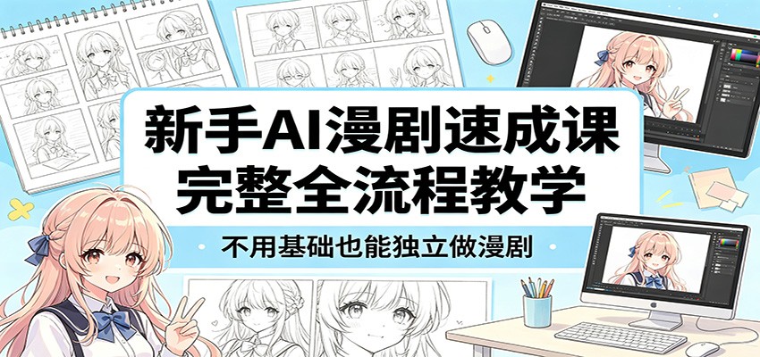 新手AI漫剧速成课：完整全流程教学，不用基础也能独立做漫剧-靠谱项目库