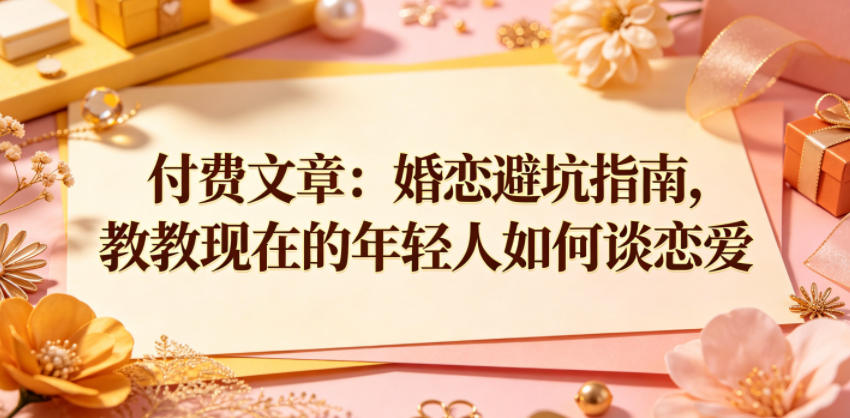 付费文章：婚恋避坑指南，教教现在的年轻人如何谈恋爱-靠谱项目库