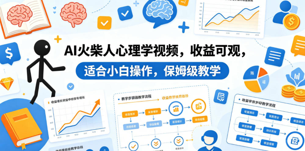 AI火柴人心理学视频,收益可观,适合小白操作,保姆级教学-靠谱项目库