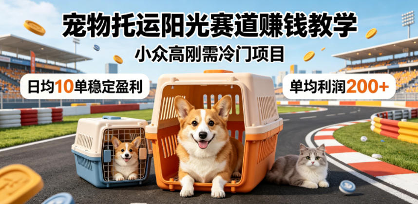 宠物托运阳光赛道賺钱教学，小众高刚需冷门项目，日均10单稳定盈利，单均利润200+-靠谱项目库