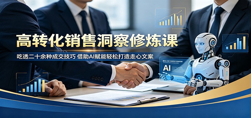 高转化销售洞察修炼课：吃透二十余种成交技巧，借助AI赋能轻松打造走心文案-靠谱项目库