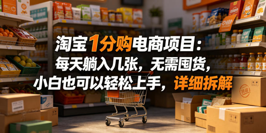 淘宝1分购电商项目:每天躺入几张,无需囤货,小白也可以轻松上手,详细拆解-靠谱项目库